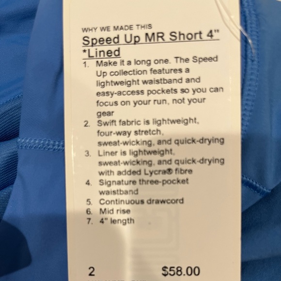 Blue Nile speed up shorts 4’ NWT - Picture 3 of 5